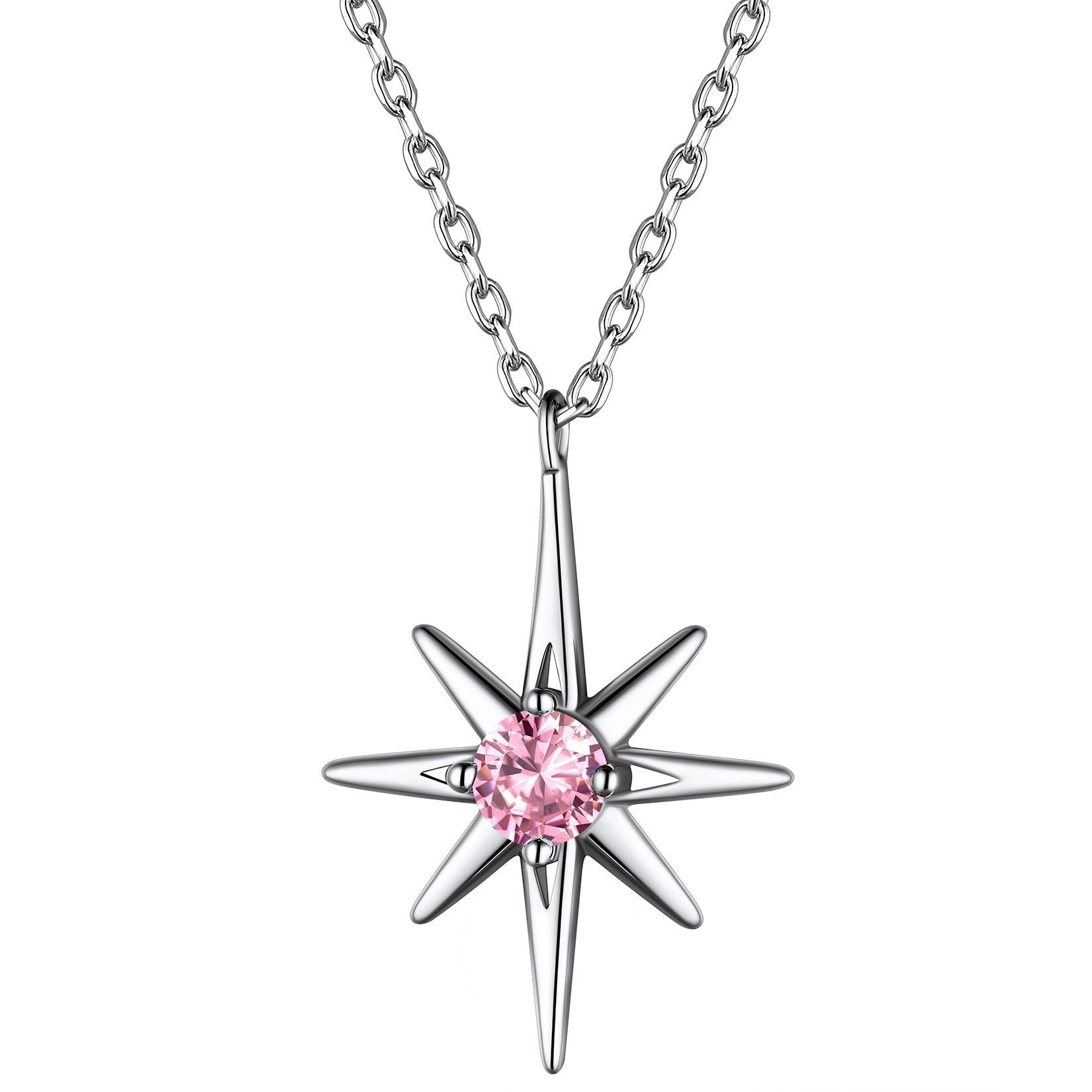Custom Sterling Silver North Star July Birthsone Necklace for Women/Girls BIRTHSTONES JEWELRY