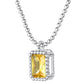 Sterling Silver Birthstone Square Sparkle Halo Necklace With Bead Chain