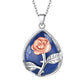 Sterling Silver Rose Flower Waterdrop Healing Crystal Necklace