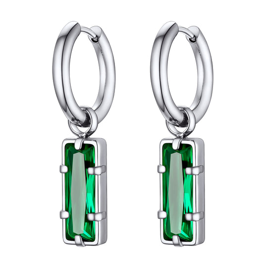 Pendientes colgantes rectangulares con piedra de nacimiento