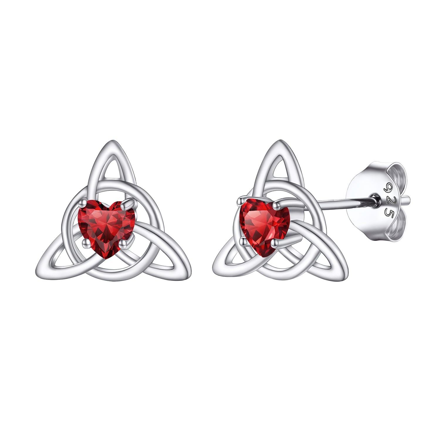 Sterling Silver Birthstone Trinity Celtic Knot Stud Earrings