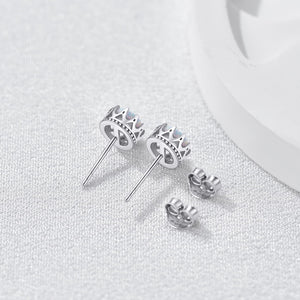 Boucles d'oreilles à tige en forme de couronne d'opale en argent sterling