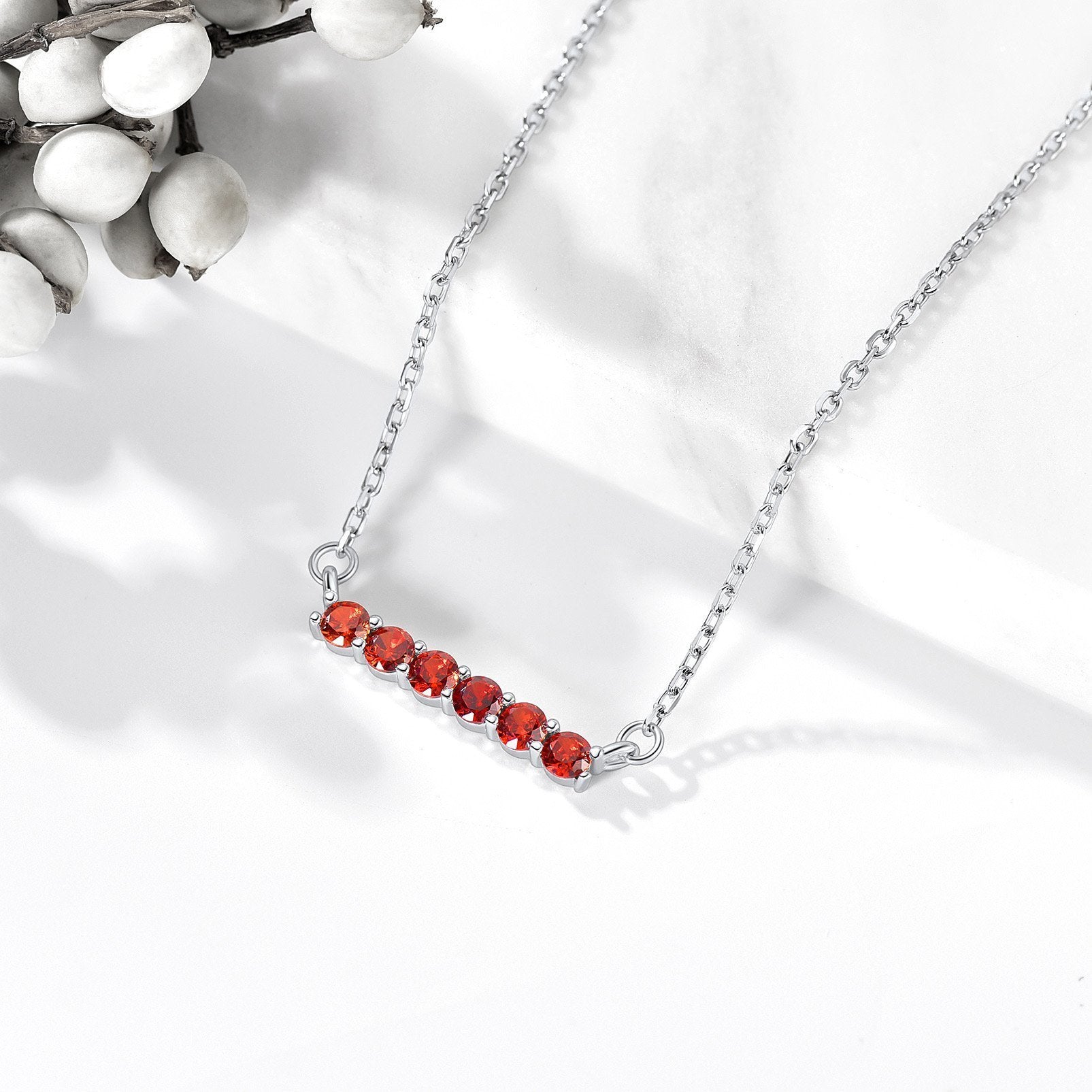 Sterling Silver Bar Birthstone Necklace For Women/Girls BIRTHSTONES JEWELRY