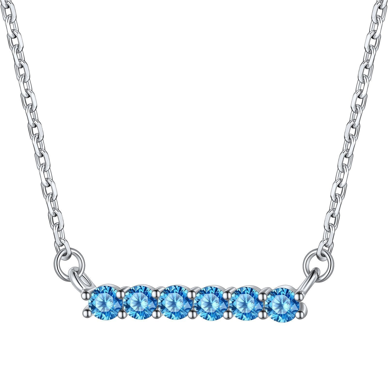 Sterling Silver Bar Birthstone Necklace For Women/Girls BIRTHSTONES JEWELRY
