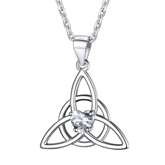 March Birthstone Celtic Knot Necklace for Women in Sterling Silver BIRTHSTONES JEWELRY