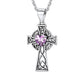 Sterling Silver Celtic Cross Necklace with February Amethyst Birthstone BIRTHSTONES JEWELRY