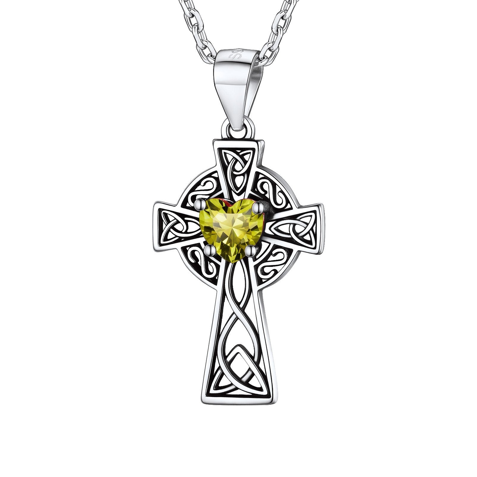 Sterling Silver Celtic Cross Necklace with February Amethyst Birthstone BIRTHSTONES JEWELRY