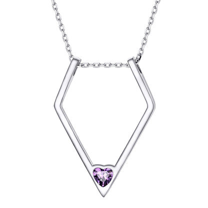 Sterling Silver Birthstone Ring Holder Pendant Necklace For Women