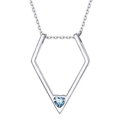 Sterling Silver Birthstone Ring Holder Pendant Necklace For Women