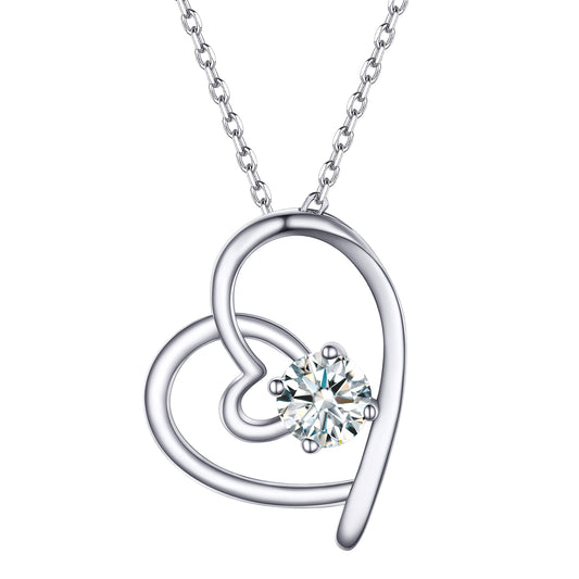 Sterling Silver Birthstone Heart Necklace For Women