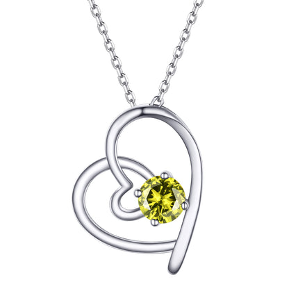 Sterling Silver Birthstone Heart Necklace For Women