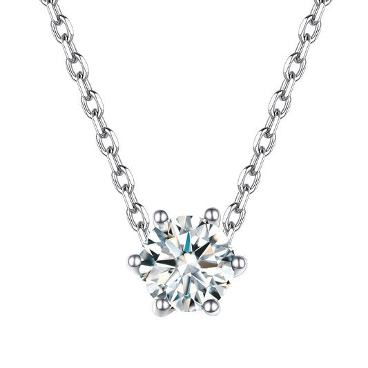 Sterling Silver Round Cut Birthstone Necklace For Women