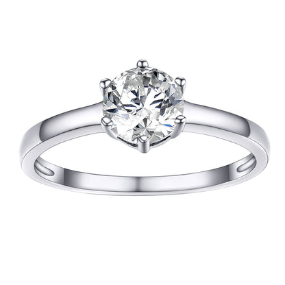 Sterling Silver 1 Carat Round Cubic Zirconia Engagement Ring