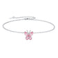 Sterling Silver Birthstone Butterfly Anklet For Women