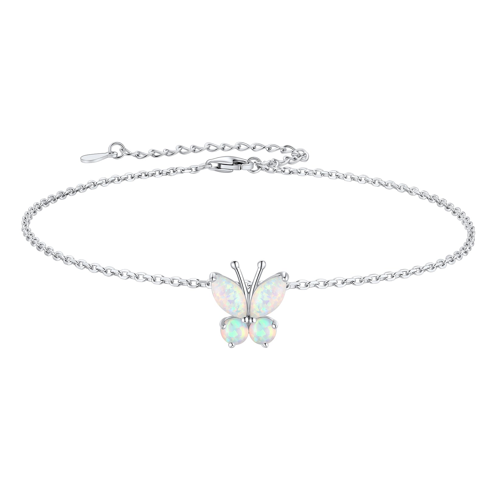Sterling Opal Butterfly Anklet