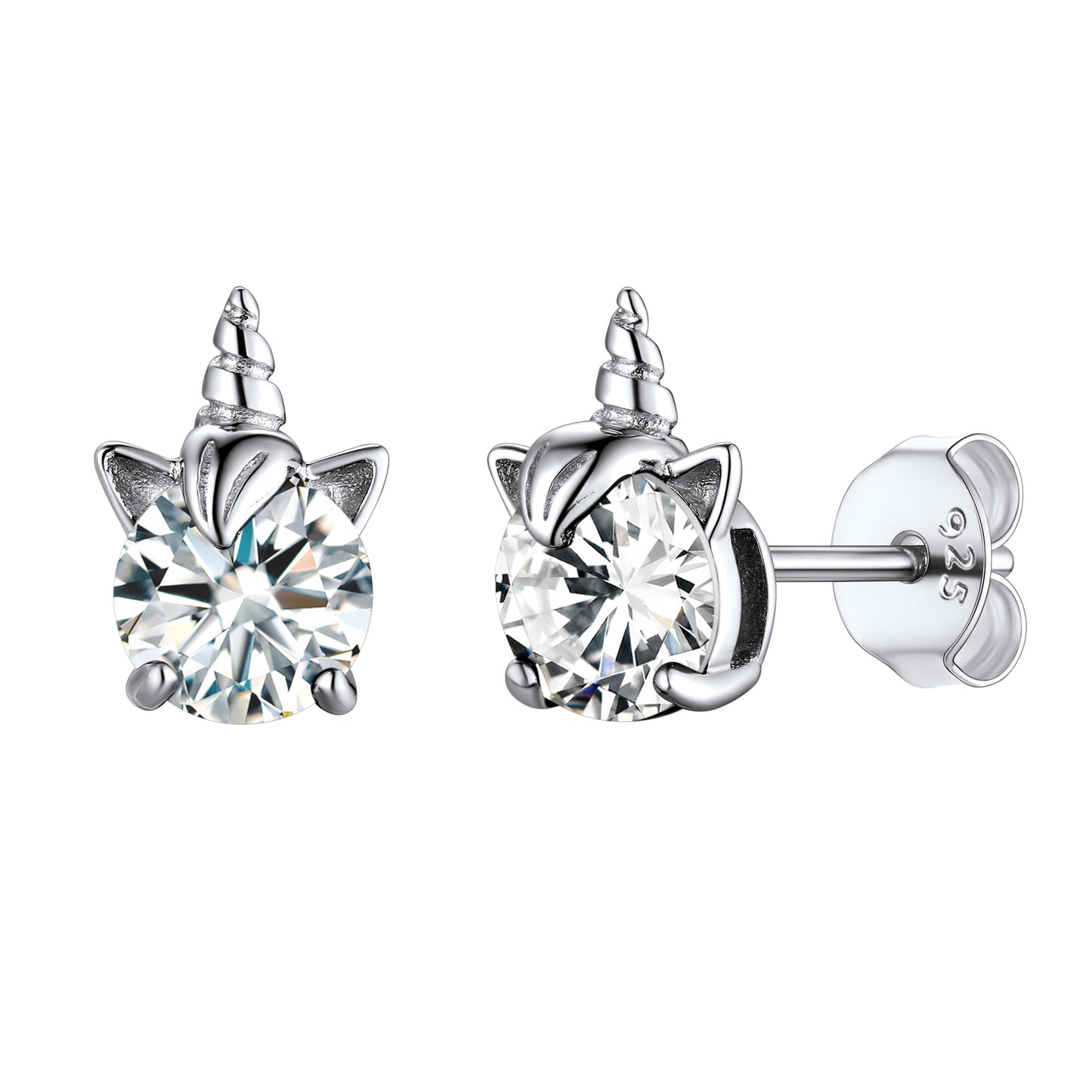 Sterling Silver Birthstone Unicorn Stud Earrings For Women