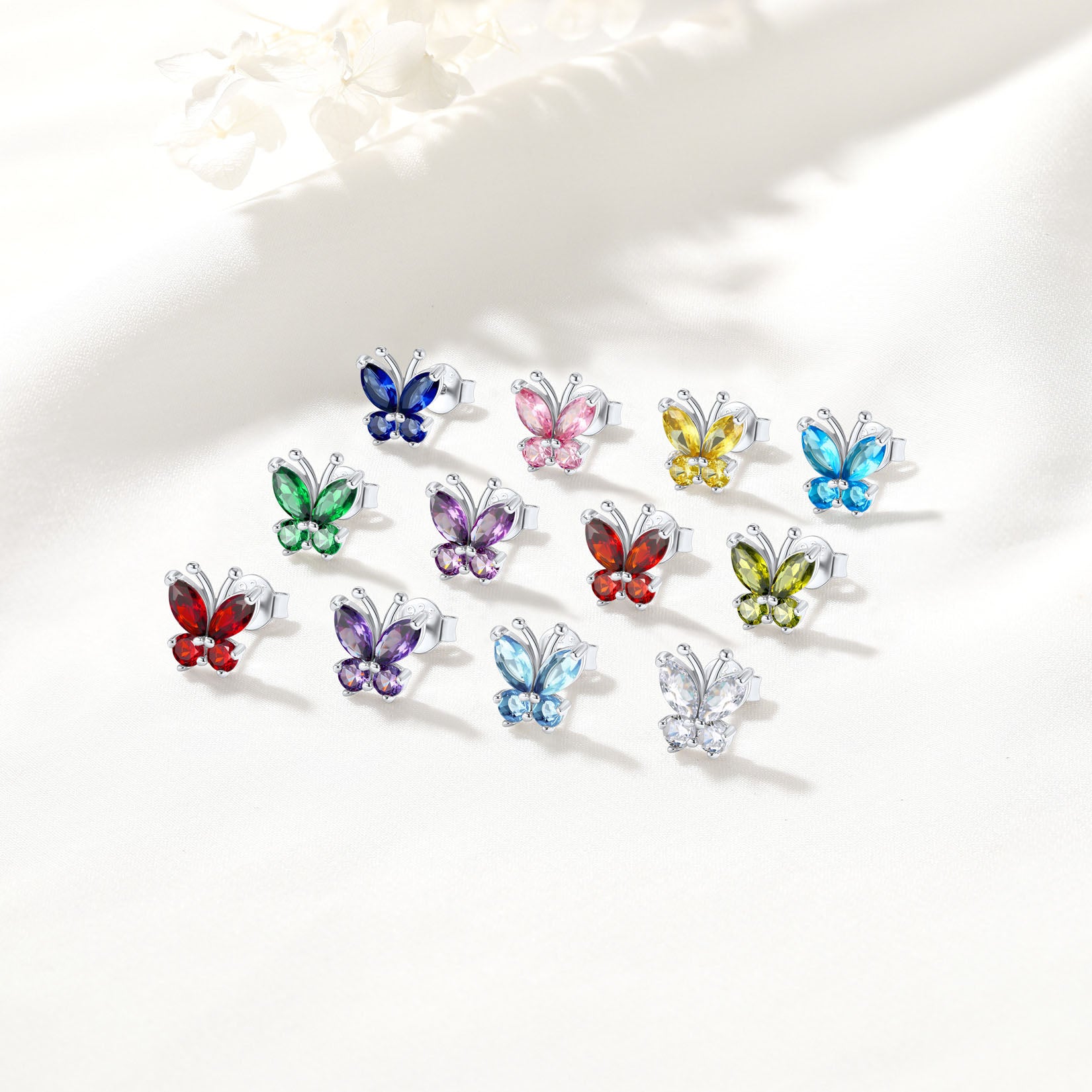 Dropship 3Pairs 925 Sterling Silver Birthstone Earrings 12 Months For Women  Hypoallergenic Butterfly Flower Stud Earrings For Birthday Jewelry Gift to  Sell Online at a Lower Price