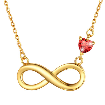 Sterling Silver Infinity Necklace With Heart Birthstone