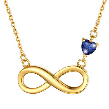 Sterling Silver Infinity Necklace With Heart Birthstone