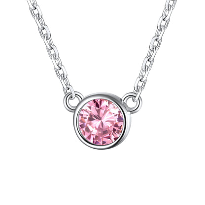 Sterling Silver Round December Birthstone Necklace For Women BIRTHSTONES JEWELRY