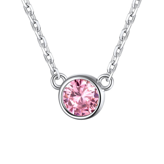 Sterling Silver Round December Birthstone Necklace For Women BIRTHSTONES JEWELRY