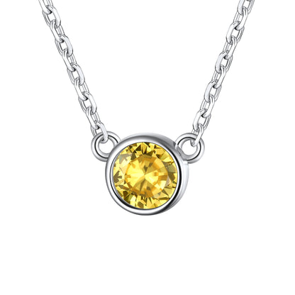 Sterling Silver Round December Birthstone Necklace For Women BIRTHSTONES JEWELRY