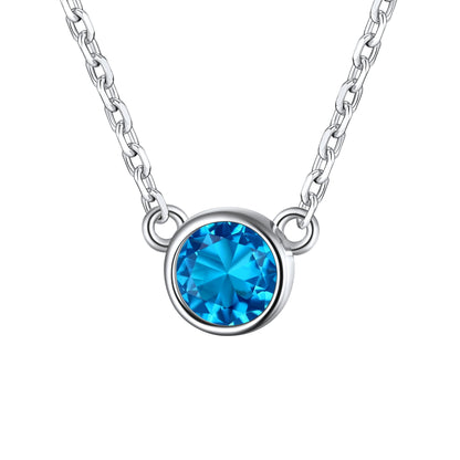 Sterling Silver Round December Birthstone Necklace For Women BIRTHSTONES JEWELRY