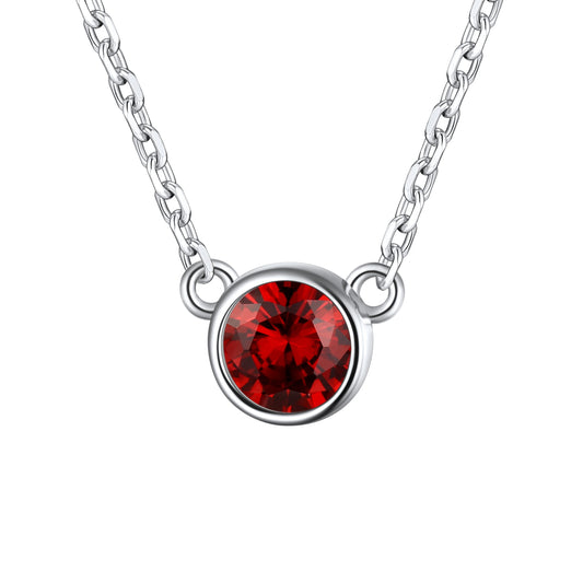 Sterling Silver Round December Birthstone Necklace For Women BIRTHSTONES JEWELRY