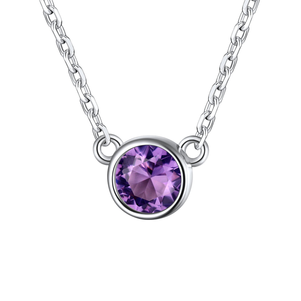 Sterling Silver Round December Birthstone Necklace For Women BIRTHSTONES JEWELRY