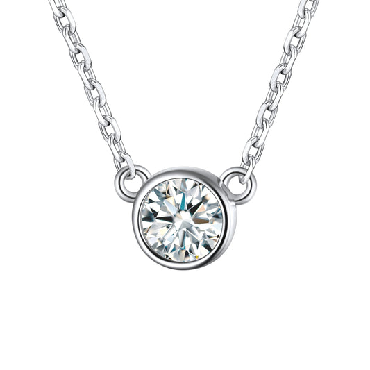 Sterling Silver Round December Birthstone Necklace For Women BIRTHSTONES JEWELRY
