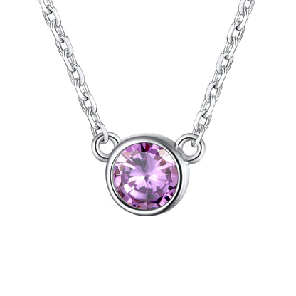 Sterling Silver Round December Birthstone Necklace For Women BIRTHSTONES JEWELRY