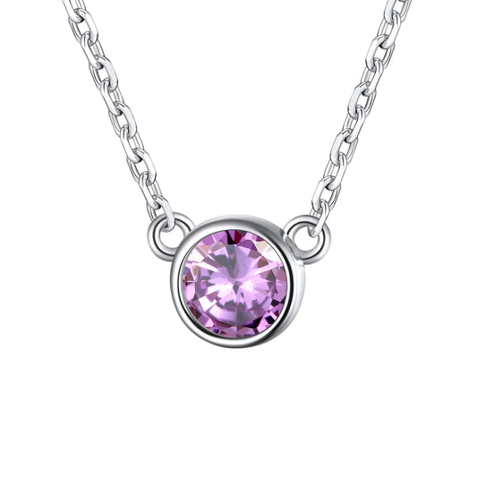 Sterling Silver Round December Birthstone Necklace For Women BIRTHSTONES JEWELRY