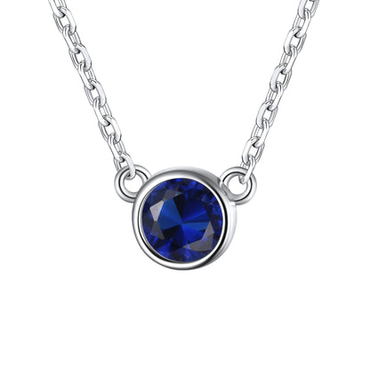 Sterling Silver Round December Birthstone Necklace For Women BIRTHSTONES JEWELRY