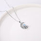 Sterling Silver Celtic Knot Crescent Moon Astronaut Moonstone Necklace