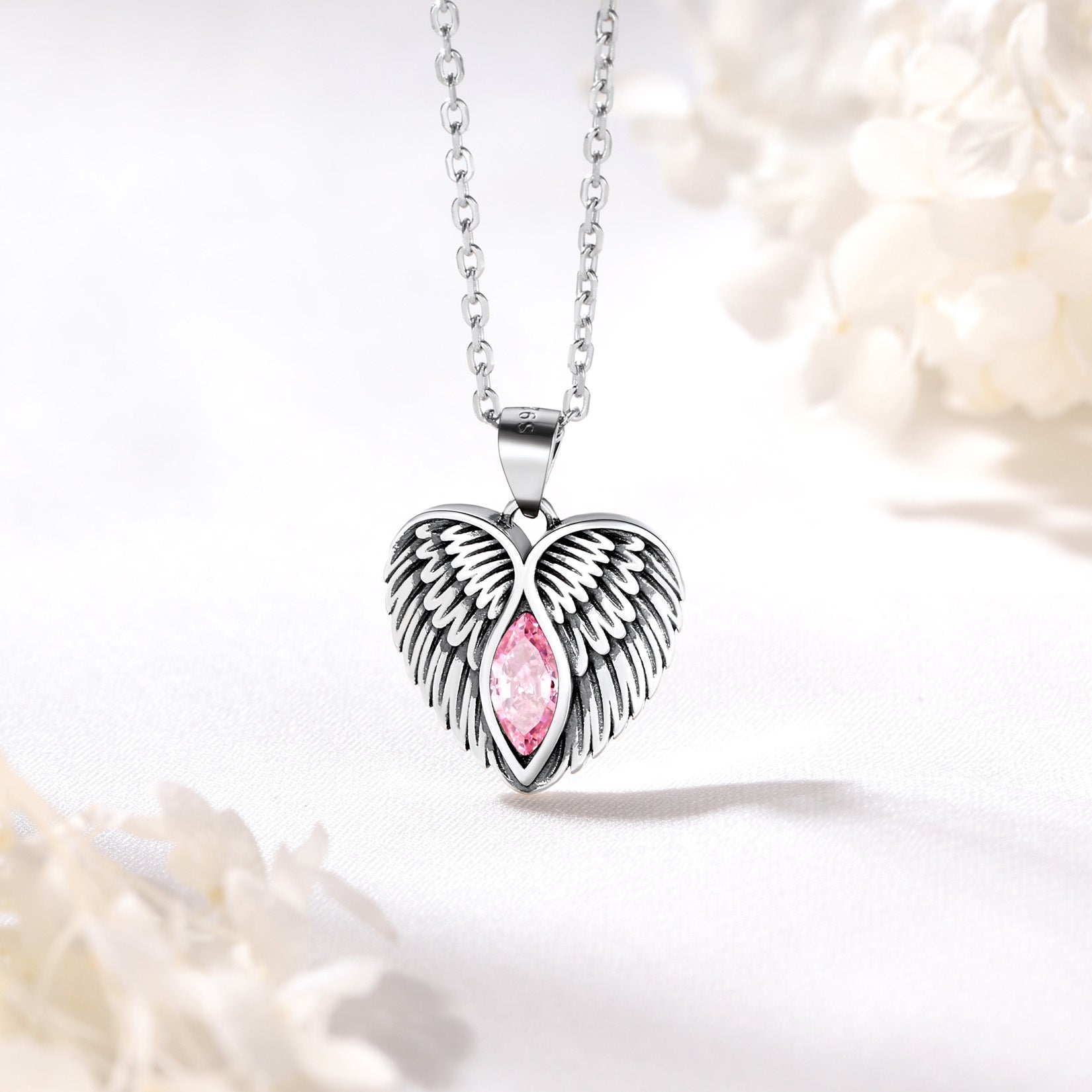 Angel wing clearance necklace with birthstone