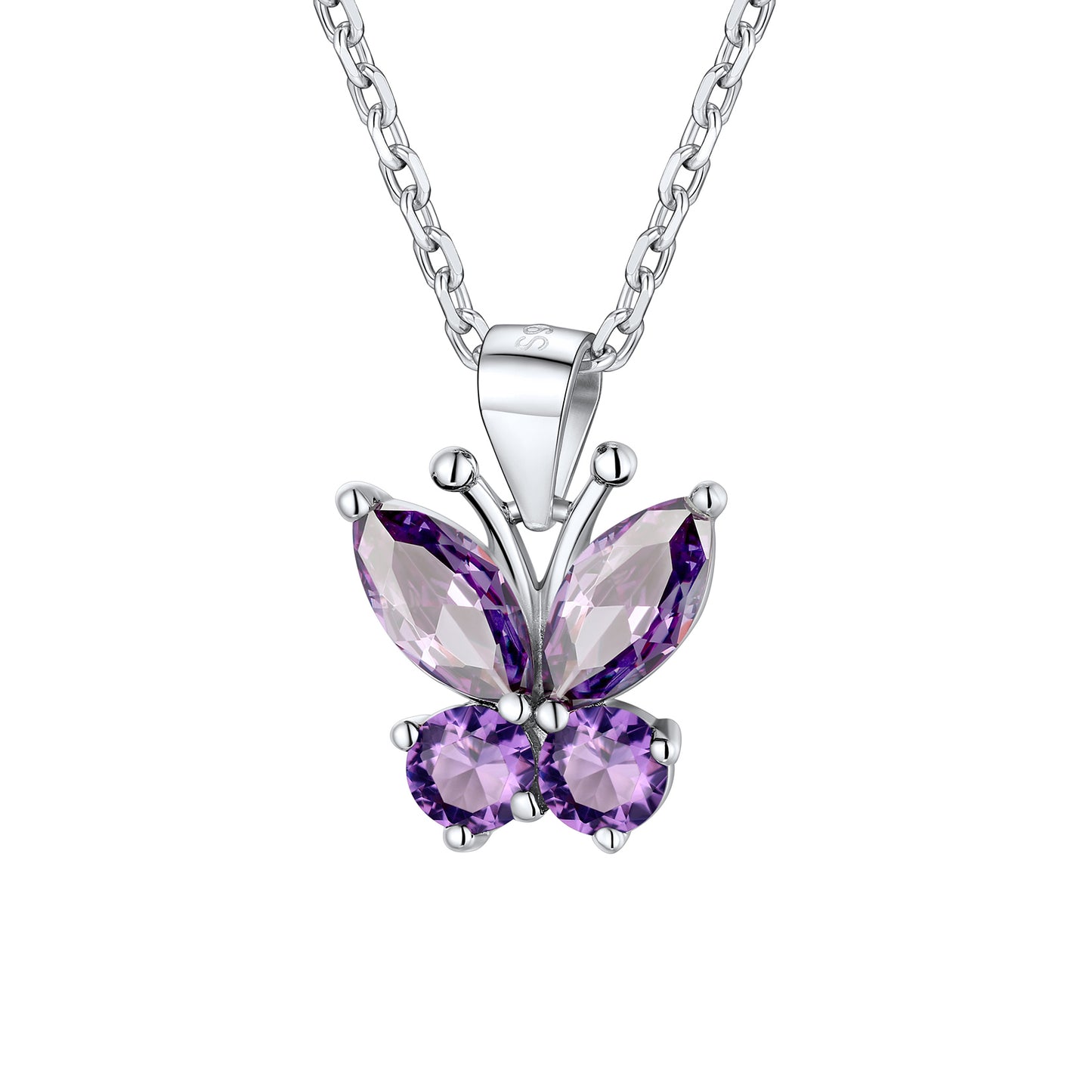 Sterling Silver Butterfly Birthstone Necklace For Women