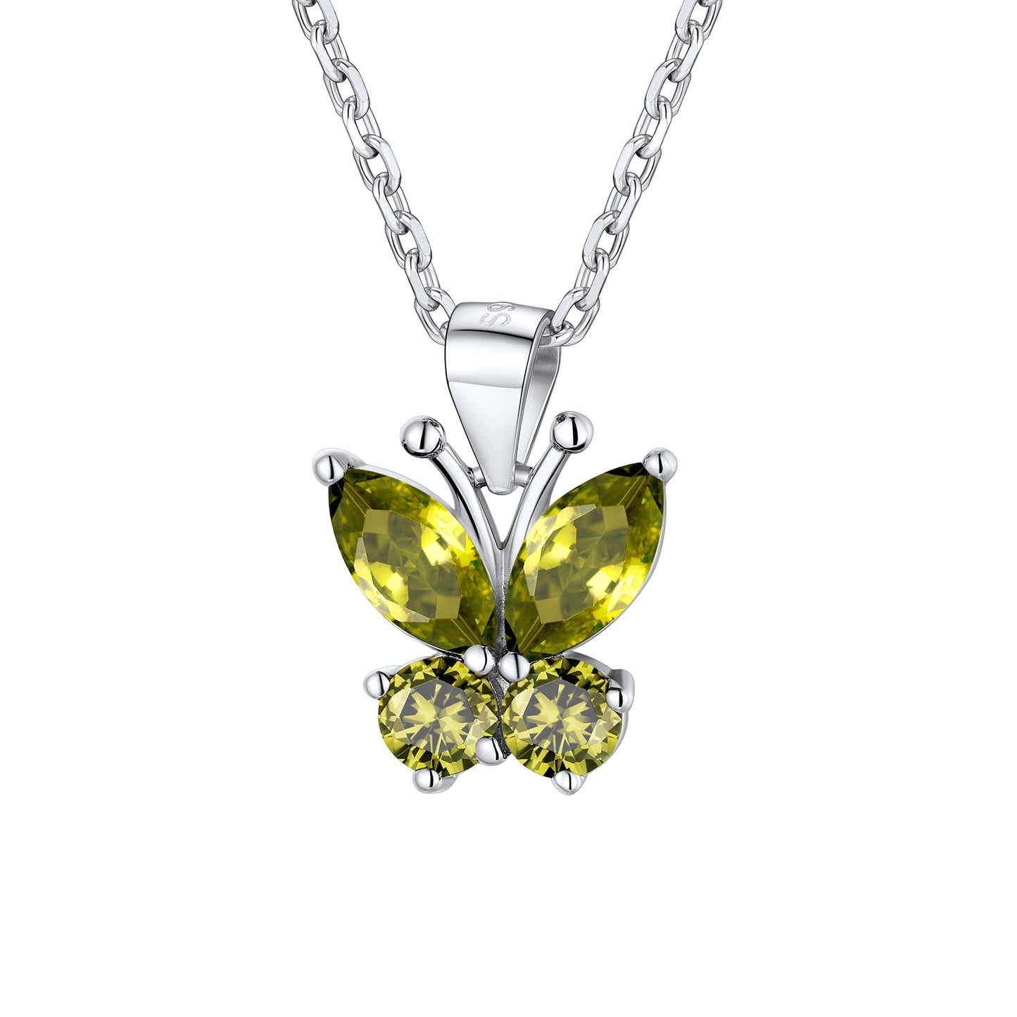 Sterling Silver Butterfly Birthstone Necklace For Women