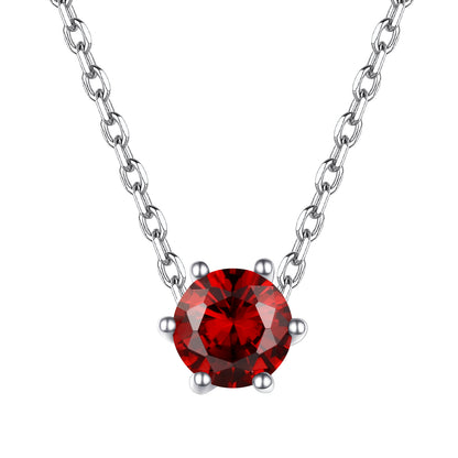 Sterling Silver Round Cut January Birthstone Necklace