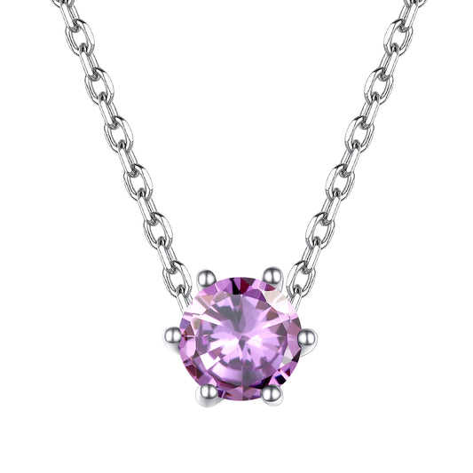 Sterling Silver Round Cut June Birthstone Necklace