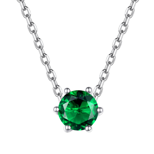 Sterling Silver Round Cut May Birthstone Necklace