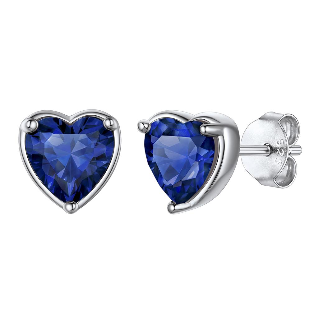 Sterling Silver January Garnet Stud Earrings Women Heart Shape Birthstone BIRTHSTONES JEWELRY
