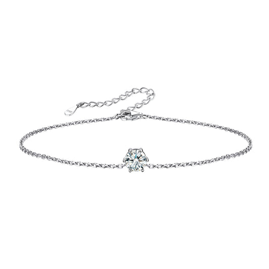 Sterling Silver Round Cut Birthstones Anklet For Women