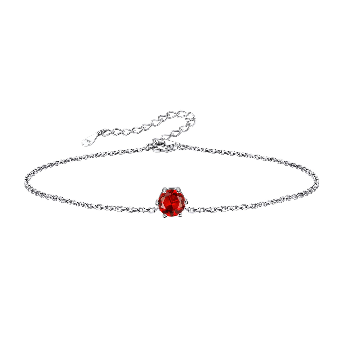 Sterling Silver Round Cut Birthstones Anklet For Women