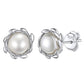 Exquisite Sterling Silver Olive Leaf Pearl Stud Earrings
