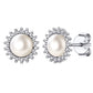 Sterling Silver Pearl Cubic Zirconia Stud Earrings