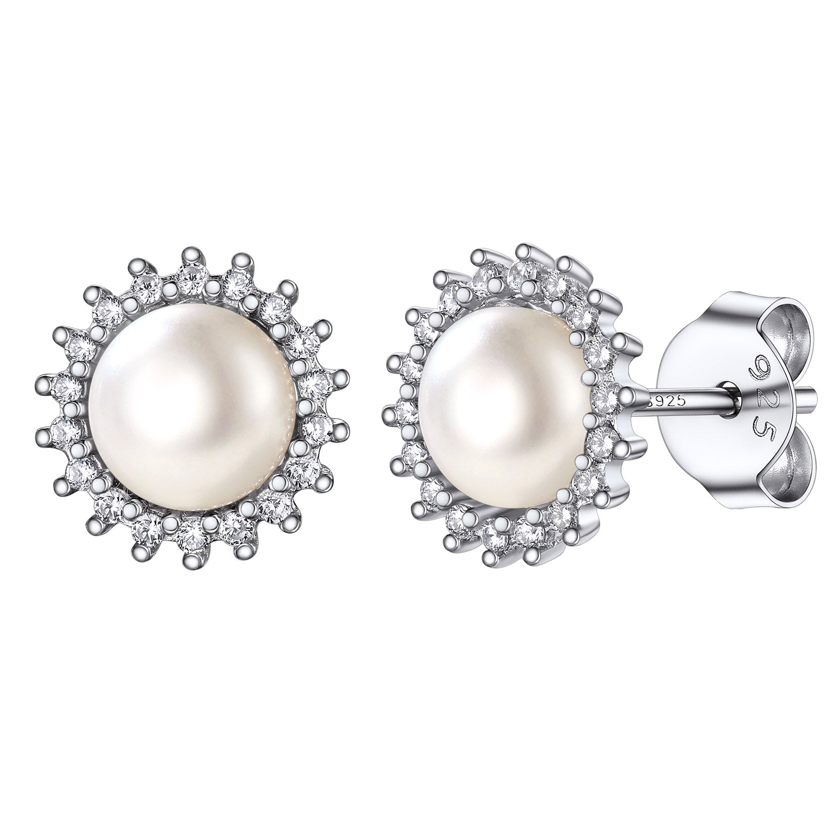 ⚡Flash Sale Sterling Pearl Cubic Zirconia Stud Earrings