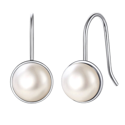 Boucles d'oreilles en argent sterling avec perles en forme d'hameçon pour femme
