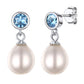 Sterling Silver Round Birthstone Pearl Drop Earrings For Women