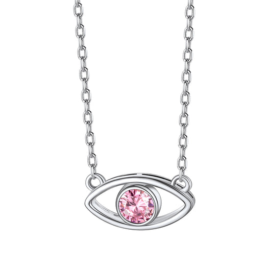 Collar de plata de ley con piedra de nacimiento y ojo malvado para mujer