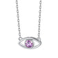 Sterling Silver Birthstone Evil Eye Necklace For Women
